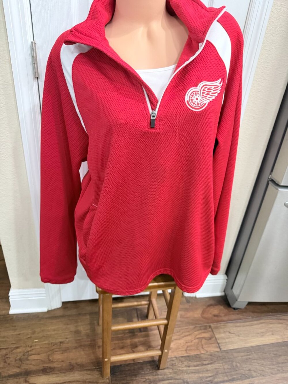 Detroit Red Wings NHL 1/4 Zip Pullover Jacket Womens L Fleece Lined Carl Banks